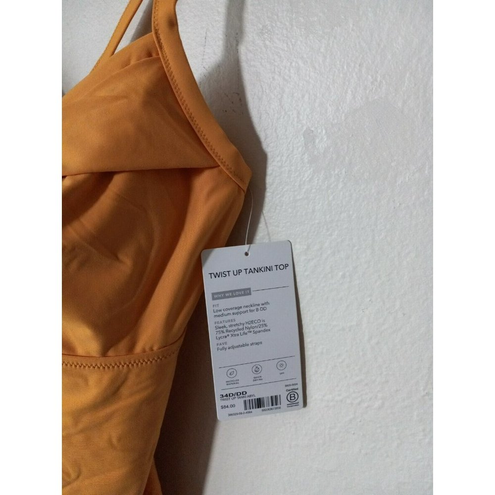 Athleta Yellow Tankini Top Twist Up Swim Beach Tank Womens Size 34D/DD NWT - Picture 3 of 4